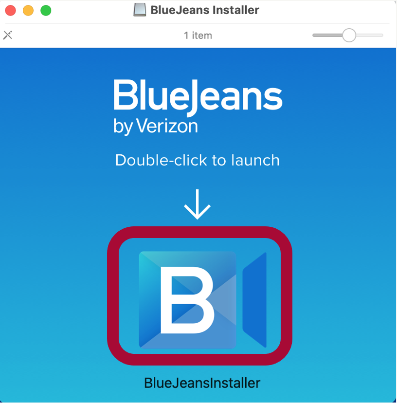 screenshot of BlueJeans launcher with the icon highlighted